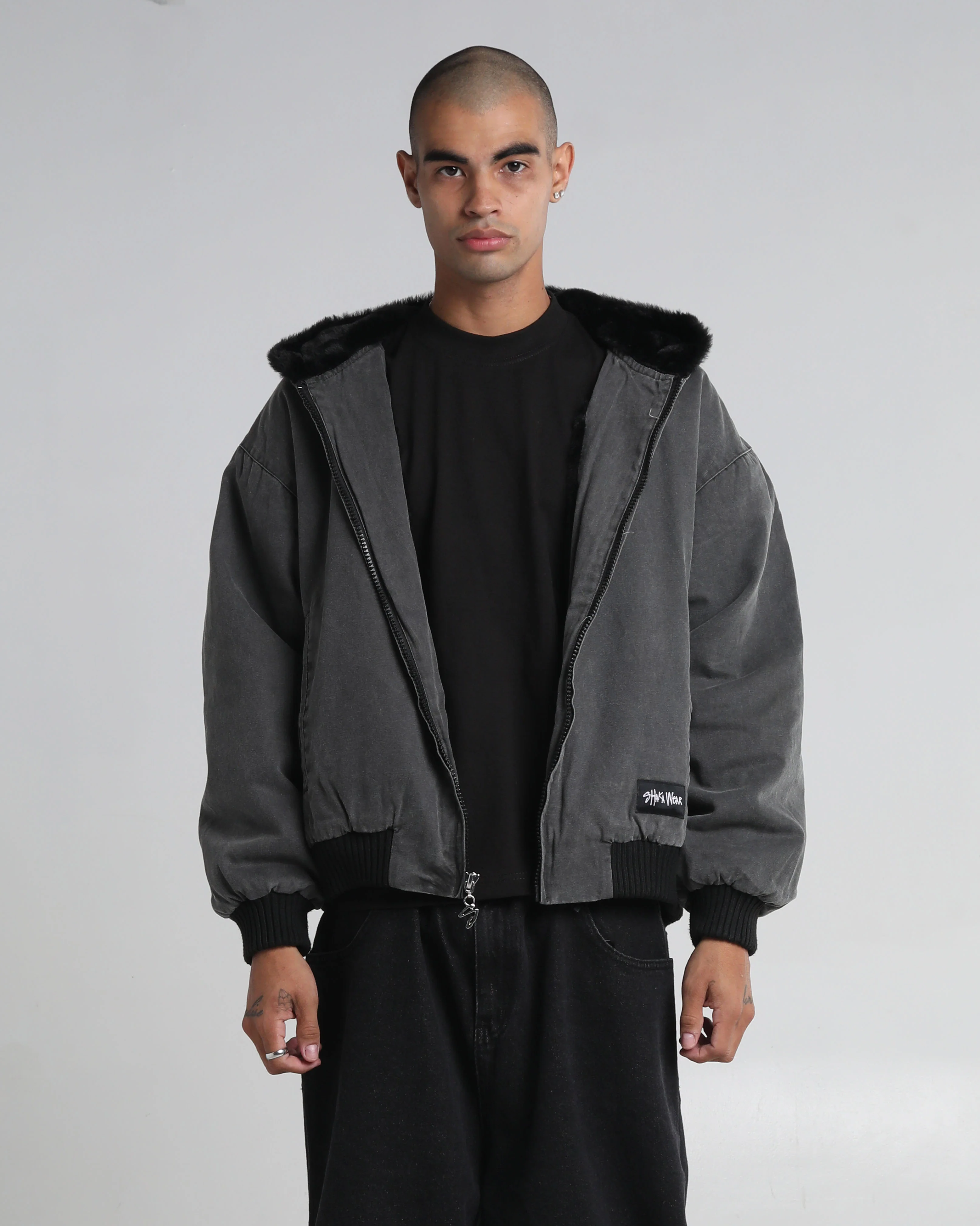 Aged Canvas Hoodie with Fur - Image 12