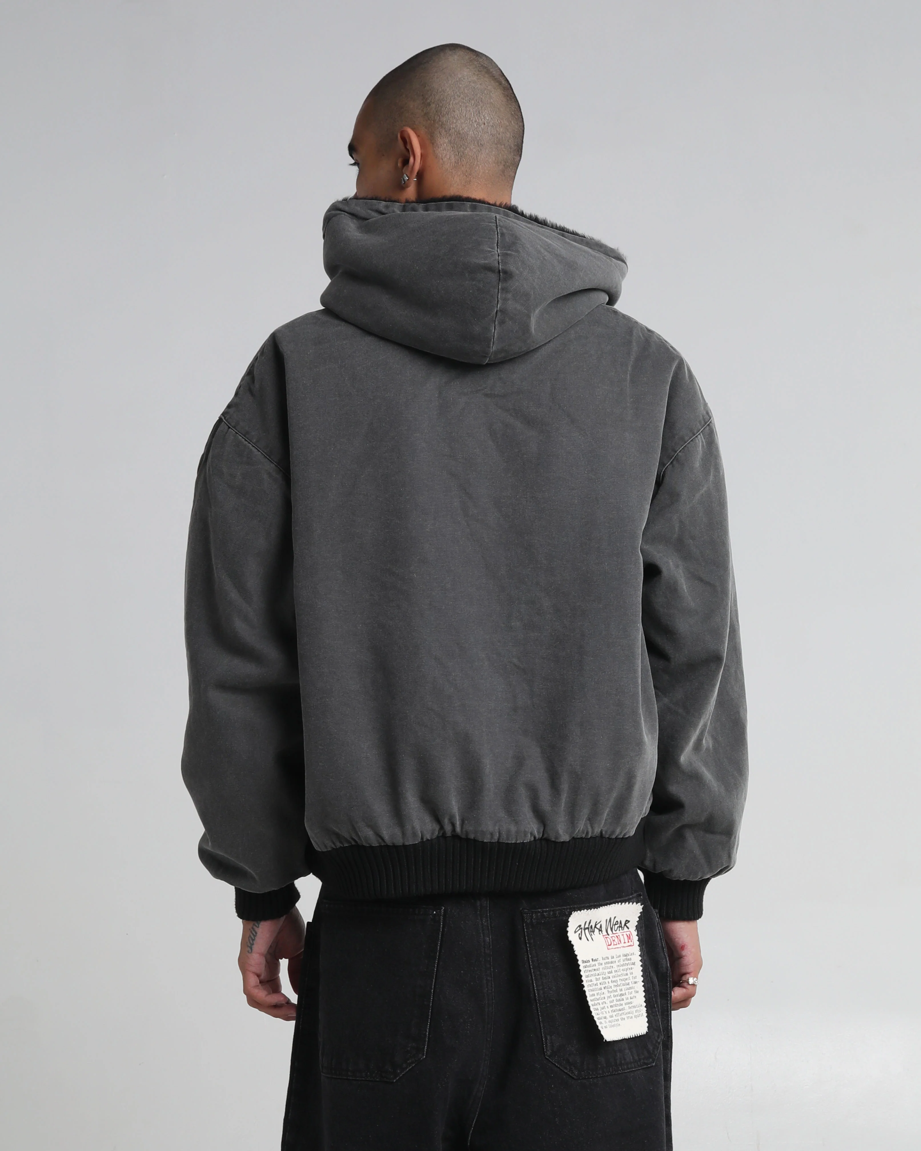 Aged Canvas Hoodie with Fur - Image 13