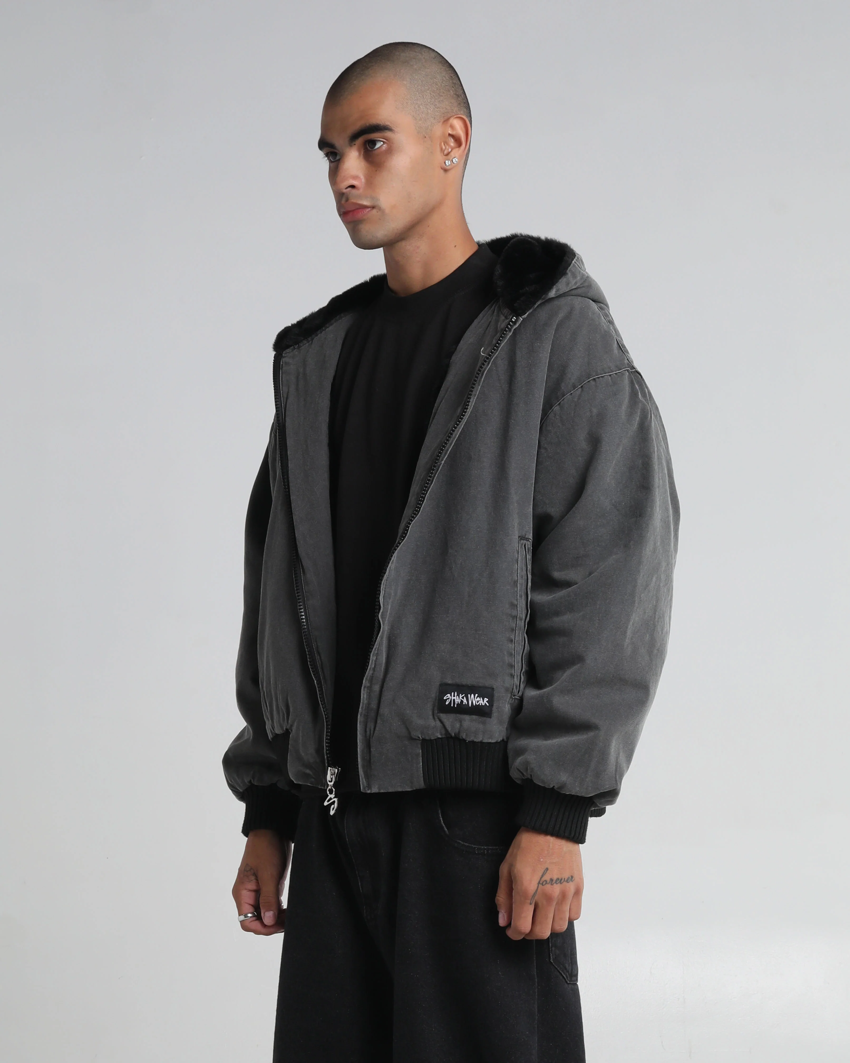 Aged Canvas Hoodie with Fur - Image 15