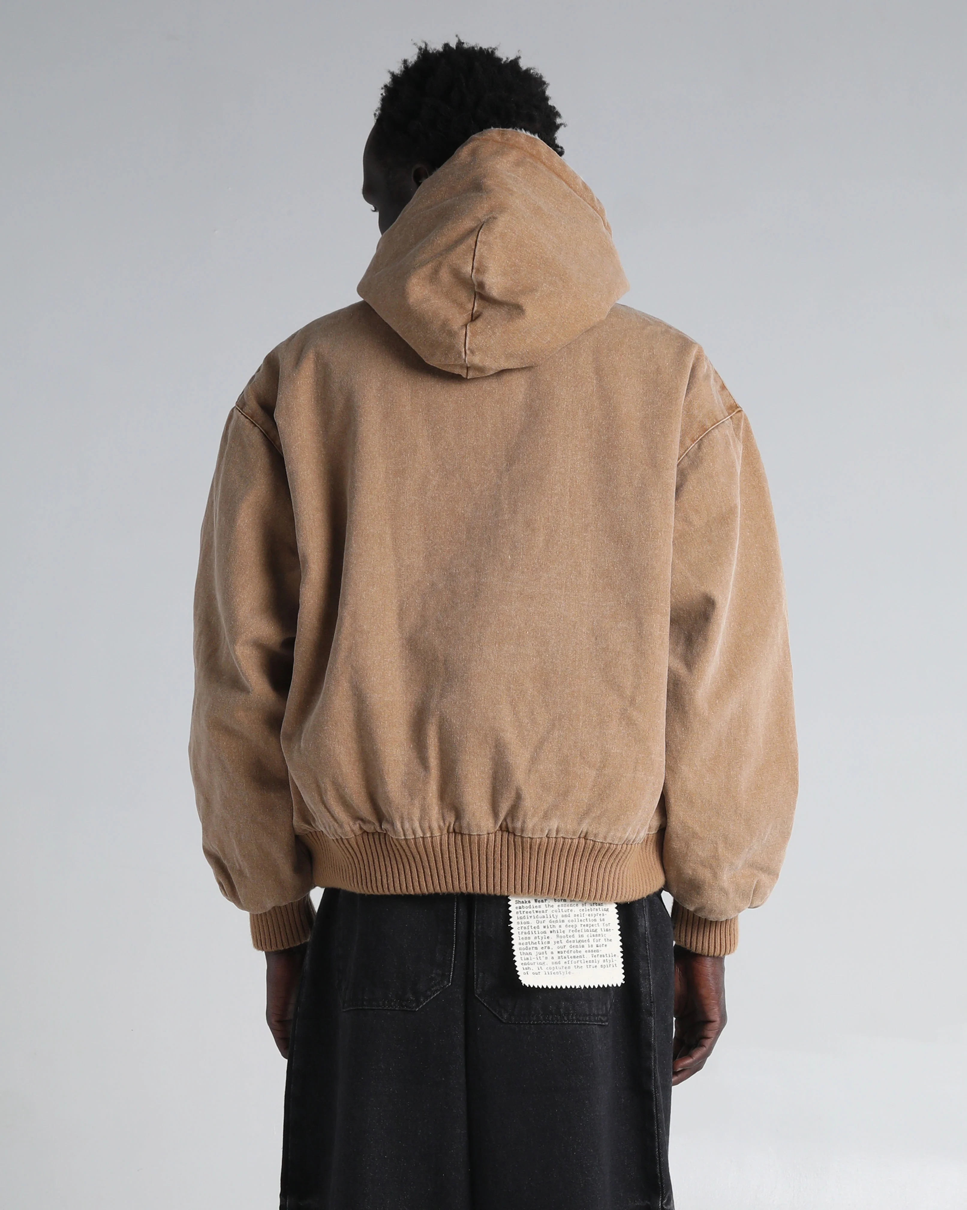 Aged Canvas Hoodie with Fur - Image 3