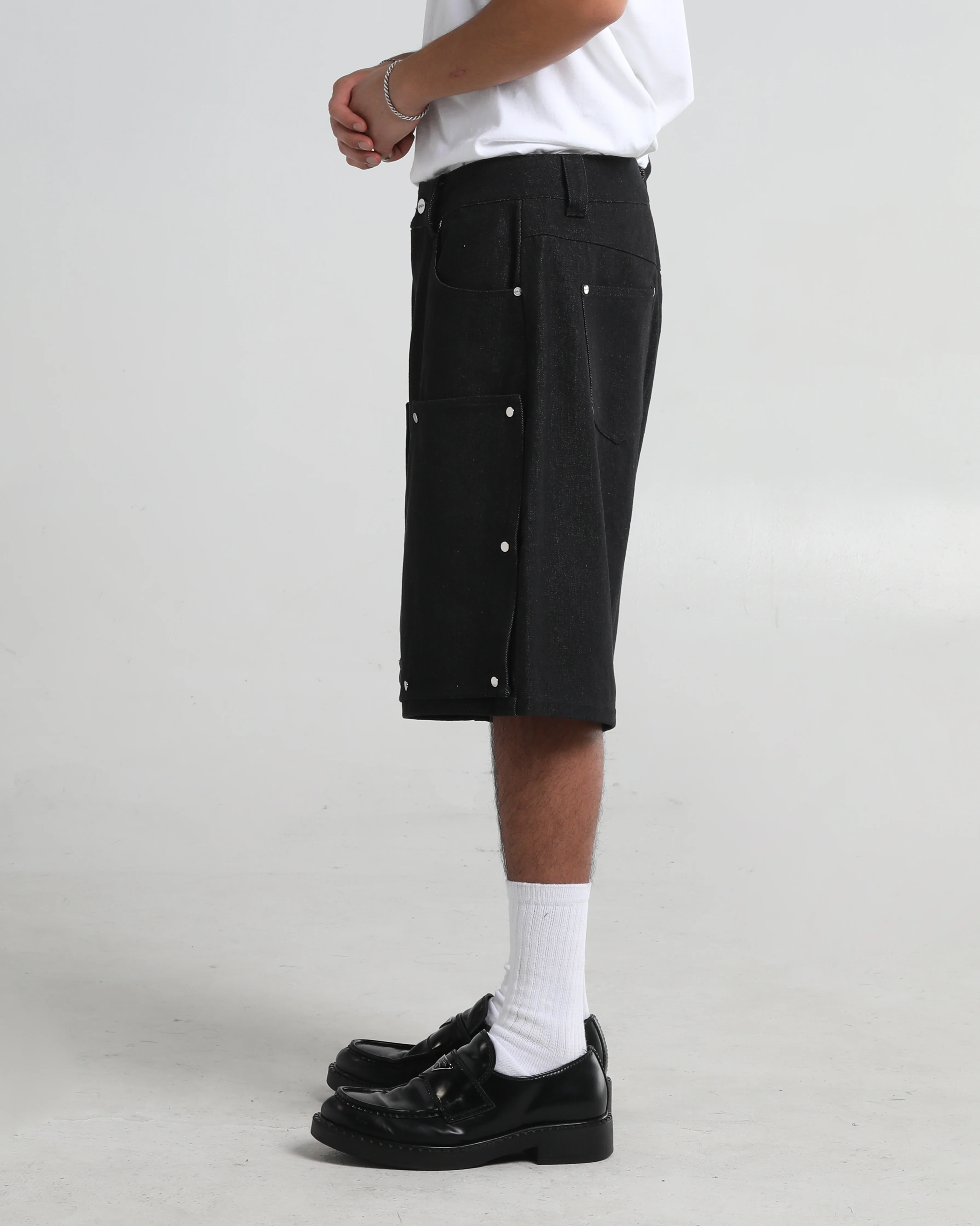 Double Knee Paisley Denim Shorts - Image 4