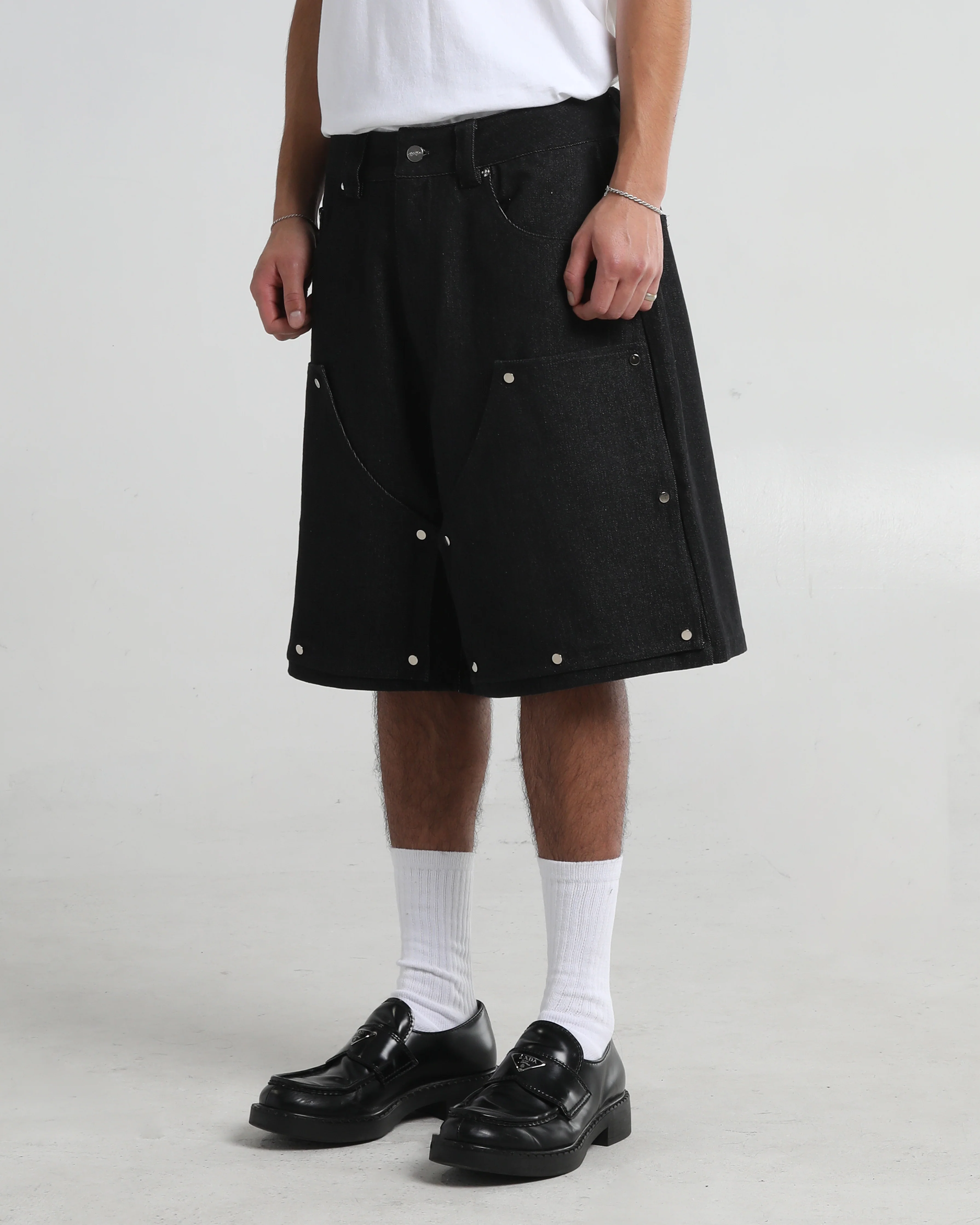 Double Knee Paisley Denim Shorts - Image 5