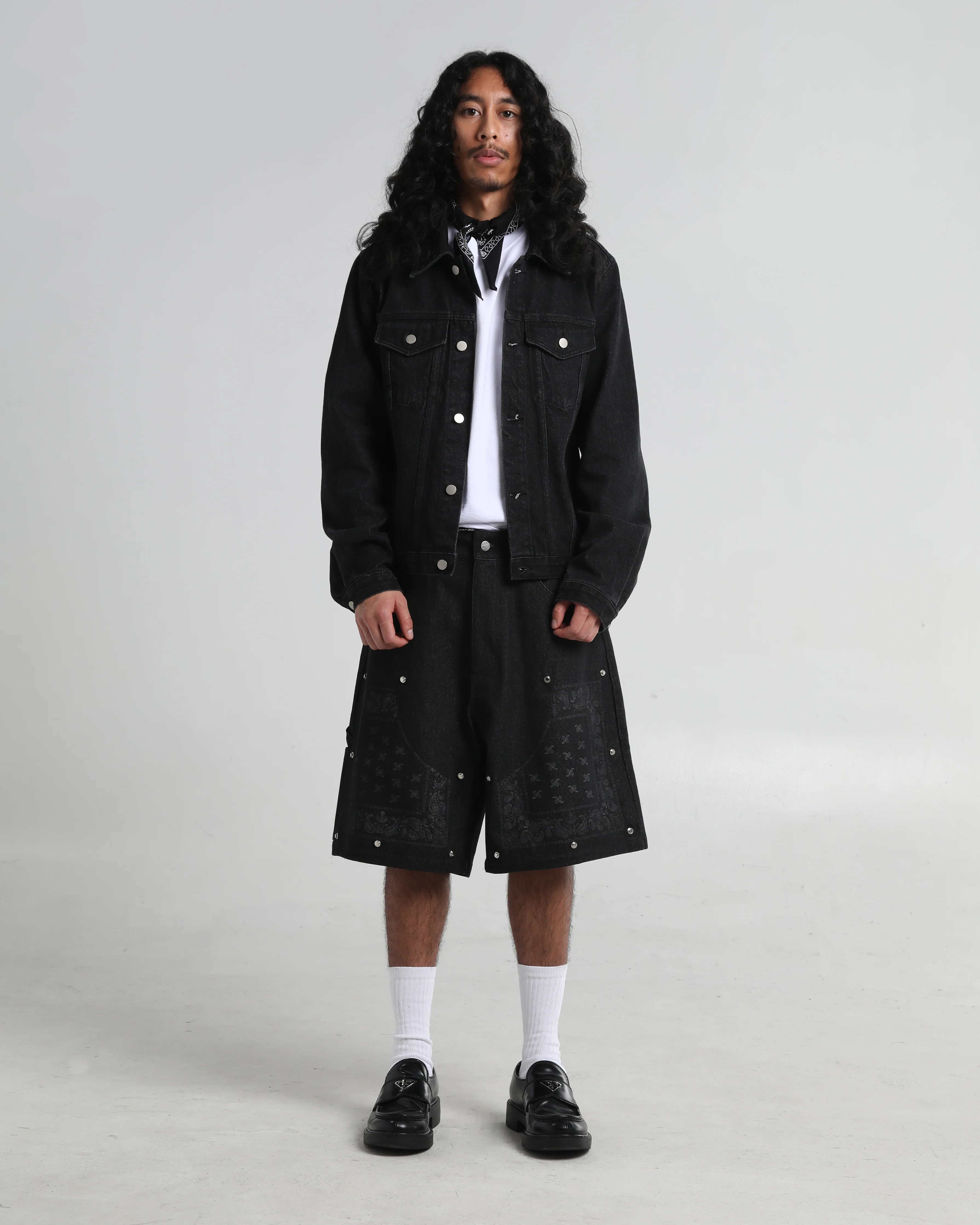 Double Knee Paisley Denim Shorts - Image 6