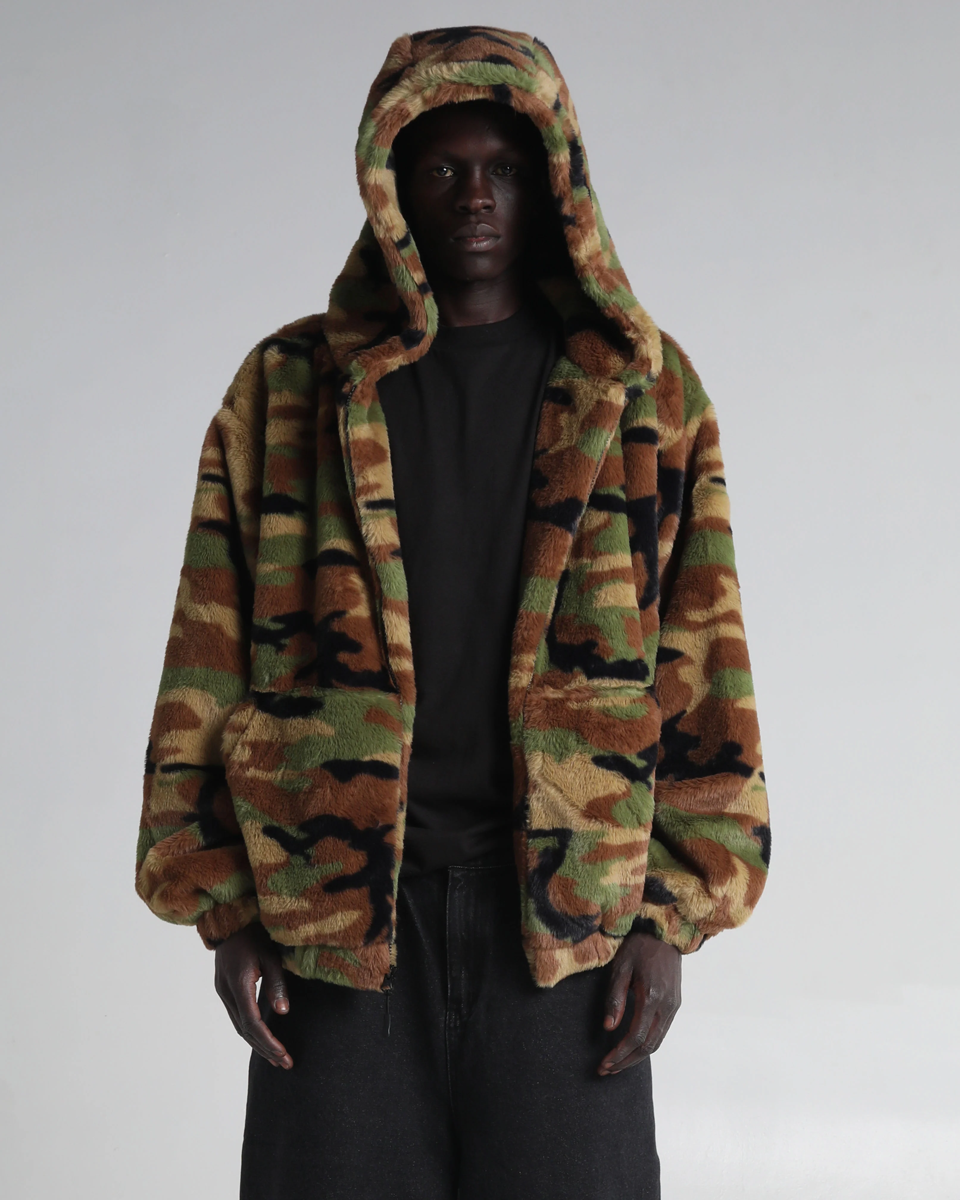 Faux Fur Hooded Zip-Up - Image 4